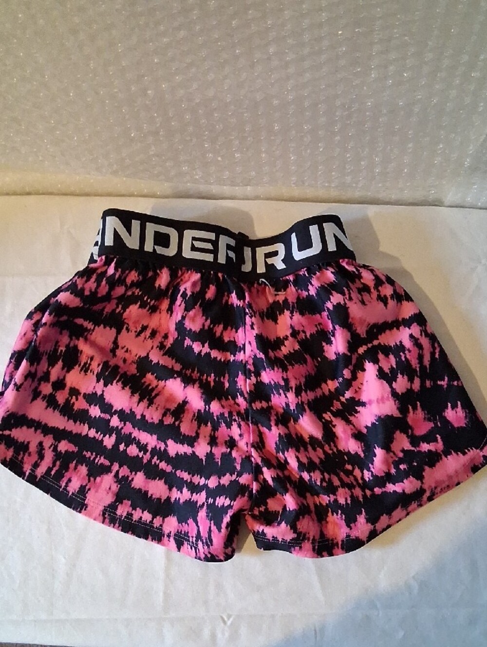 Under Armour Pink and Black Printed Women’s Athletic Shorts - Picture 3 of 8